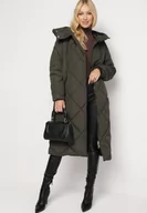 Kurtki damskie - Ciemnozielona Kurtka z Geometrycznym Pikowaniem Johnatta - miniaturka - grafika 1
