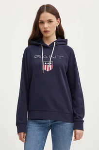 Gant bluza damska kolor granatowy z kapturem z aplikacją - Bluzy damskie - miniaturka - grafika 1
