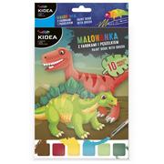 Kolorowanki, wyklejanki - Malowanka z farbkami i pędzelkiem Dinozaury KIDEA - miniaturka - grafika 1