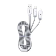 Kable USB - Remax Twins RC-078th kabel 3w1 USB - micro USB / Lightning / USB-C 2.1A 1,15M srebrny RC-078th silver - miniaturka - grafika 1
