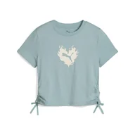 Odzież sportowa dziecięca - Młodzieżowa koszulka FLAMING LOVE z węzłem PUMA Modern Mint Green - miniaturka - grafika 1