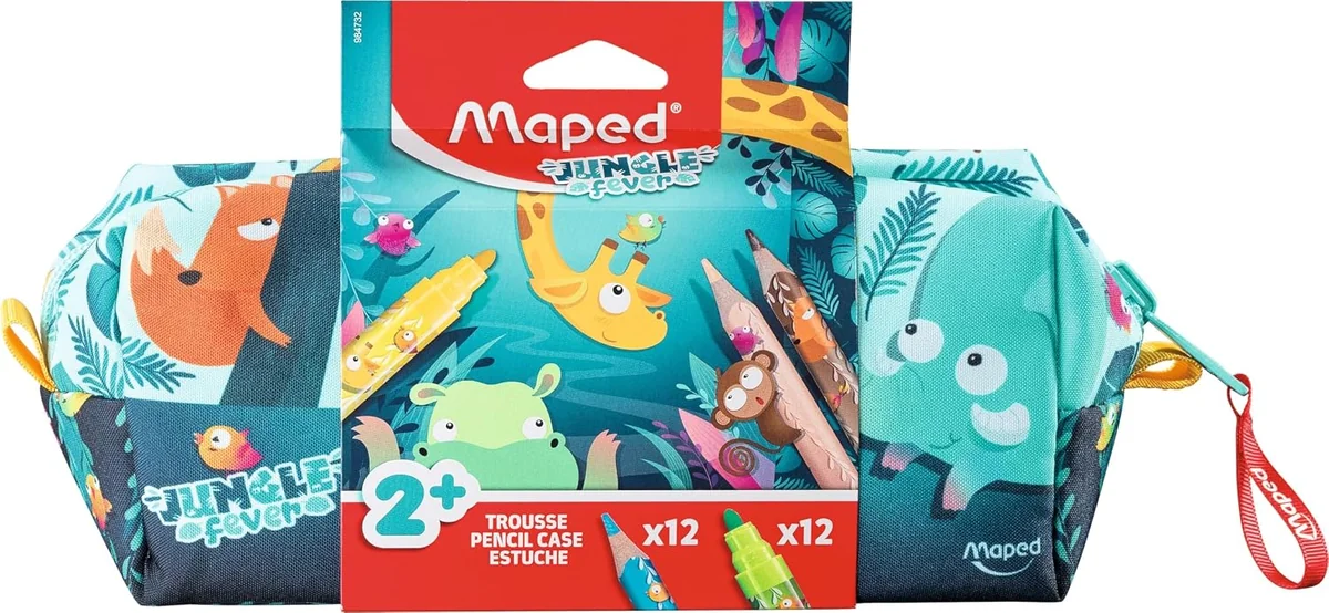 Maped zestaw do kolorowania Jungle Fever piórnik 12 kredek i 12 flamastrów