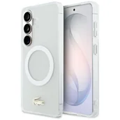 Etui i futerały do telefonów - Etui LACOSTE Shockproof Frosted Gold Logo MagSafe do Samsung Galaxy S26 Biały - miniaturka - grafika 1