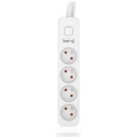 Listwy zasilające - Przedłużacz KERG z wyłącznikiem M02396 4-gniazdowy 3m 3×1,5mm2 H05VV-F 16A/250V biały - miniaturka - grafika 1