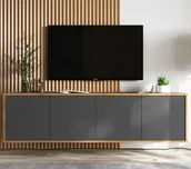 Szafki RTV - Wisząca szafka RTV Loft komoda RTV wotan grafit MAT 150 cm - miniaturka - grafika 1