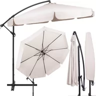 Parasole ogrodowe - Parasol na taras 350 cm na wysięgniku ogrodowy składany, z korbką ecru - miniaturka - grafika 1