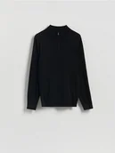 Swetry męskie - Reserved - Sweter z zapinanym golfem - czarny - miniaturka - grafika 1