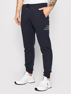 Tommy Hilfiger Spodnie dresowe Centre Graphic MW0MW24539 Granatowy Regular Fit - Spodnie sportowe męskie - miniaturka - grafika 1