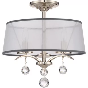 Elstead Lighting Plafon LAMPA sufitowa QZ/WHITNEY/SF QUOIZEL klasyczna OPRAWA abażurowa z kryształkami srebrna biała - Lampy sufitowe - miniaturka - grafika 1