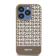 Etui i futerały do telefonów - Etui DKNY Leather Printed Pattern Metal Logo MagSafe na iPhone 15 / 14 / 13 - brązowe - miniaturka - grafika 1