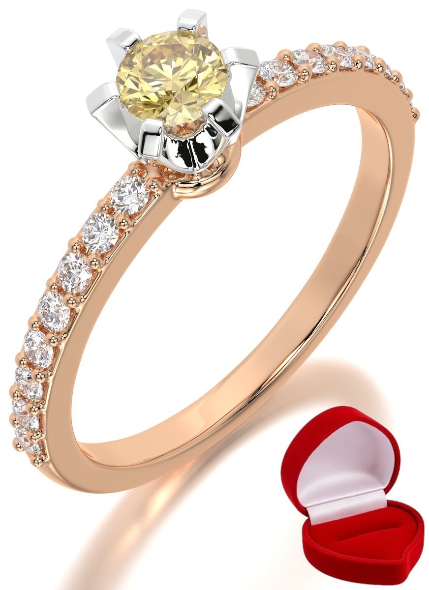 ZŁOTY PIERŚCIONEK ZARĘCZYNOWY 585 14k SZAFIR 0,24 ct RÓŻOWE ZŁOTO R8