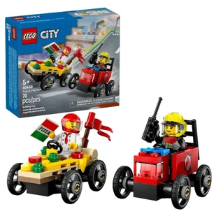 Lego City Zestaw Zestaw Wyścigówek: Pizza Kontra Wóz Strażacki 70 El. 5+ - Klocki - miniaturka - grafika 1