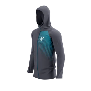COMPRESSPORT Termiczna bluza biegowa 3D THERMO SEAMLESS HOODIE ZIP magent/mosaic blue - Bluzy sportowe męskie - miniaturka - grafika 10