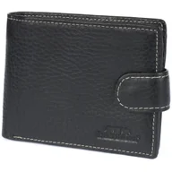 Portfele - Portfel męski skórzany czarny poziomy z zapinką pojemny Beltimore RFiD I46 czarny - miniaturka - grafika 1
