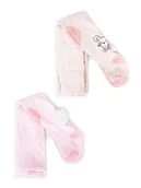 Rajstopy - Rajstopy dziewczęce bawełniane do raczkowania z króliczkiem i serduszkami 2PAK 68-74 - miniaturka - grafika 1