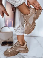 Sneakersy damskie - Sneakersy damskie LIZZE khaki Dstreet ZY0455-39 - miniaturka - grafika 1