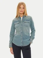Koszule damskie - Tommy Hilfiger Koszula jeansowa WW0WW42875 Niebieski Slim Fit - miniaturka - grafika 1