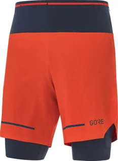 Spodnie sportowe męskie - GORE WEAR Ultimate 2in1 Shorts Men, pomarańczowy/niebieski XL 2022 Spodenki kompresyjne - grafika 1