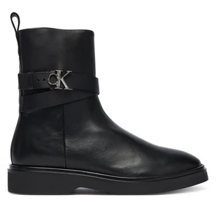 Botki Calvin Klein Ankle Boot W/ Metal Logo HW0HW02663 Czarny - Botki damskie - miniaturka - grafika 1