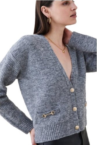 KAREN MILLEN SWETER DAMSKI SZARY Z WEŁNĄ S 1YŁM
