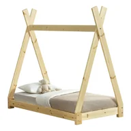 Łóżka dla dzieci i młodzieży - [en.casa] Łóżko dziecięce 70x140cm naturalne drewno w stylu tipi wykonane z drewna sosnowego łóżko młodzieżowe łóżko drewniane łóżko domowe - miniaturka - grafika 1