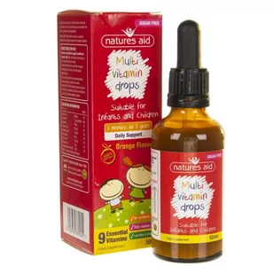 Natures Aid Aid Multiwitamina dla dzieci w kroplach - 50 ml - Witaminy i minerały - miniaturka - grafika 1