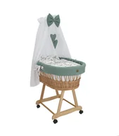 Łóżeczka i kojce - Wiklinowy kosz Mojżesza LENA naturalny z pościelą wafelkową khaki. - miniaturka - grafika 1