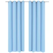 Zasłony - vidaXL Zasłony zaciemniające z kółkami, 2 szt., 135x245 cm, turkusowe - miniaturka - grafika 1