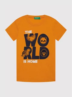 Koszulki dla chłopców - Benetton United Colors Of T-Shirt 3096C15AY Pomarańczowy Regular Fit - grafika 1
