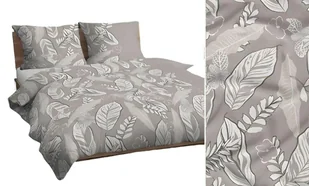 Pościel 140x200 beżowa cappuccino biała liście bawełna Max - Pościel - miniaturka - grafika 1