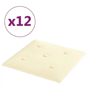 vidaXL Panele ścienne, 12 szt., kremowe, 30x30 cm, sztuczna skóra 343975 - Panele ścienne i boazeria - miniaturka - grafika 3