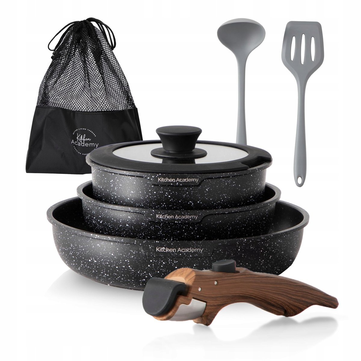 Kitchen Academy 8cz zestaw garnków powłoka marmurowa indukcja