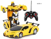 Samochody i pojazdy dla dzieci - Robot Auto 2W1 Transformacja Sterowany Pilotem Żółty - miniaturka - grafika 1