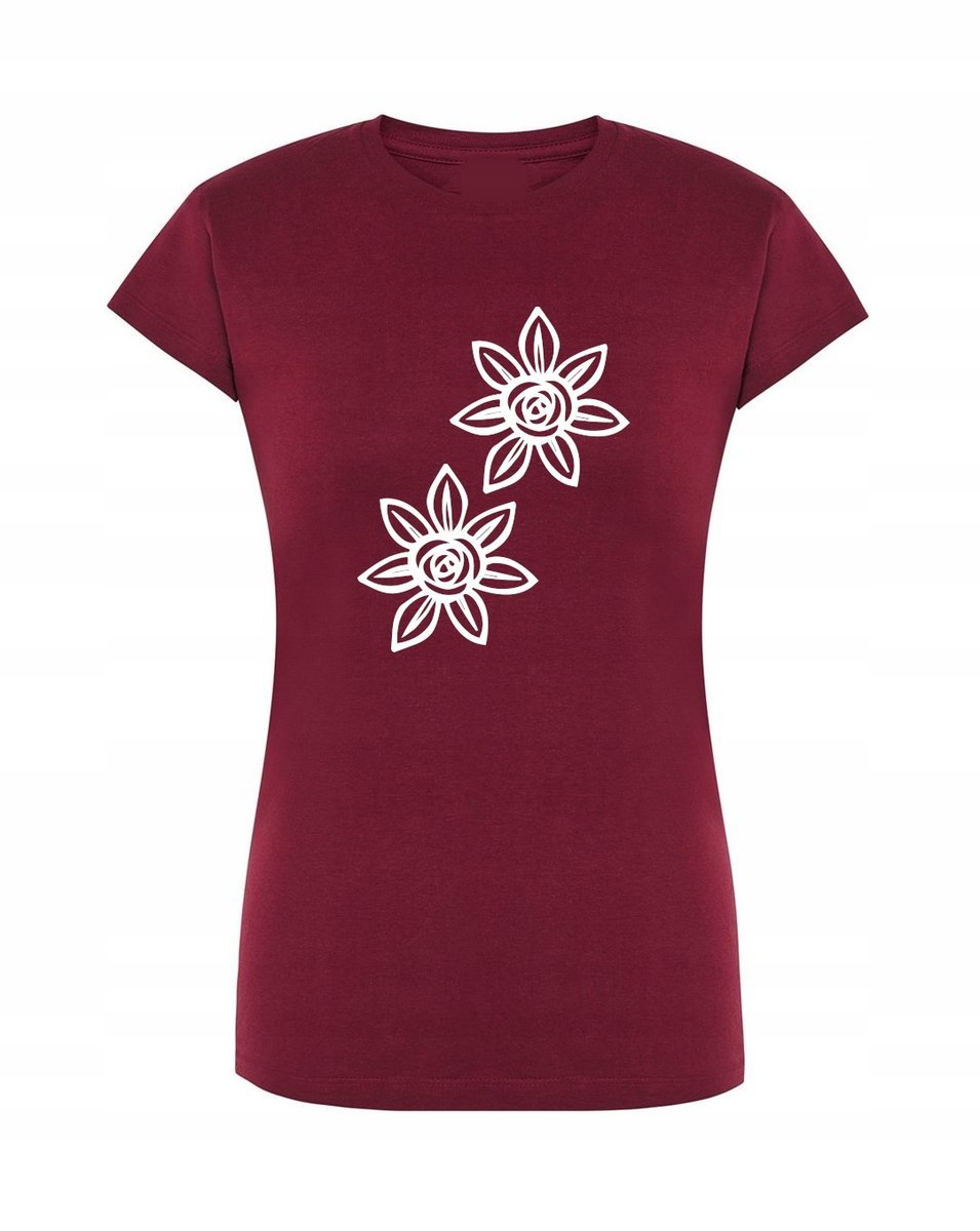 T-Shirt damski wakacyjny nadruk Kwiatki r.S