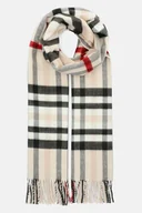 Apaszki i szaliki męskie - Szal Kremowy w Szeroką Kratę Tartan Unisex - miniaturka - grafika 1
