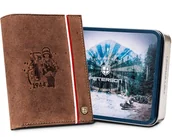 Portfele - Pojemny portfel męski patriotyczny powstanie flaga Polski skóra naturalna Peterson, brązowy - miniaturka - grafika 1