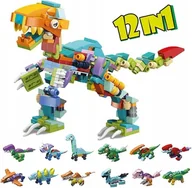 Klocki - KLOCKI DINOZAURY FIGURKKI ZWIERZĘTA ZESTAW DINOSAUR TYRANNOSAUR 12w1 - miniaturka - grafika 1