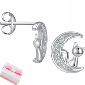 Biżuteria dla dzieci - SREBRNE KOLCZYKI 925 DLA DZIEWCZYNKI wkrętki kotki - miniaturka - grafika 1