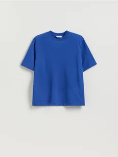 Reserved - Bawełniany t-shirt - niebieski - Koszulki i topy damskie - miniaturka - grafika 1