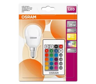 LED RGBW Ściemnialna zarówka RETROFIT E14/4,5W/230V 2700K + pilot - Osram - Żarówki LED - miniaturka - grafika 1