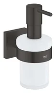 Mydelniczki i dozowniki mydła - Grohe QuickFix Start Cube - Dozownik mydła z uchwytem, szkło/czarny mat 410982430 - miniaturka - grafika 1