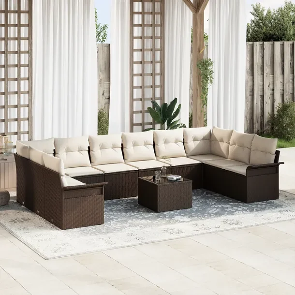 Zestaw modułowych sof ogrodowych, brązowy, naturalny rattan, 5 elementów