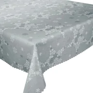 Obrusy i serwetki - Dwustronny Obrus Plamoodporny Świąteczny Srebrny Śnieg Gwiazda-130x220 cm - miniaturka - grafika 1