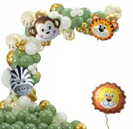 Baby shower i roczek - Balony na ROCZEK URODZINY SAFARI girlanda ZOO - miniaturka - grafika 1
