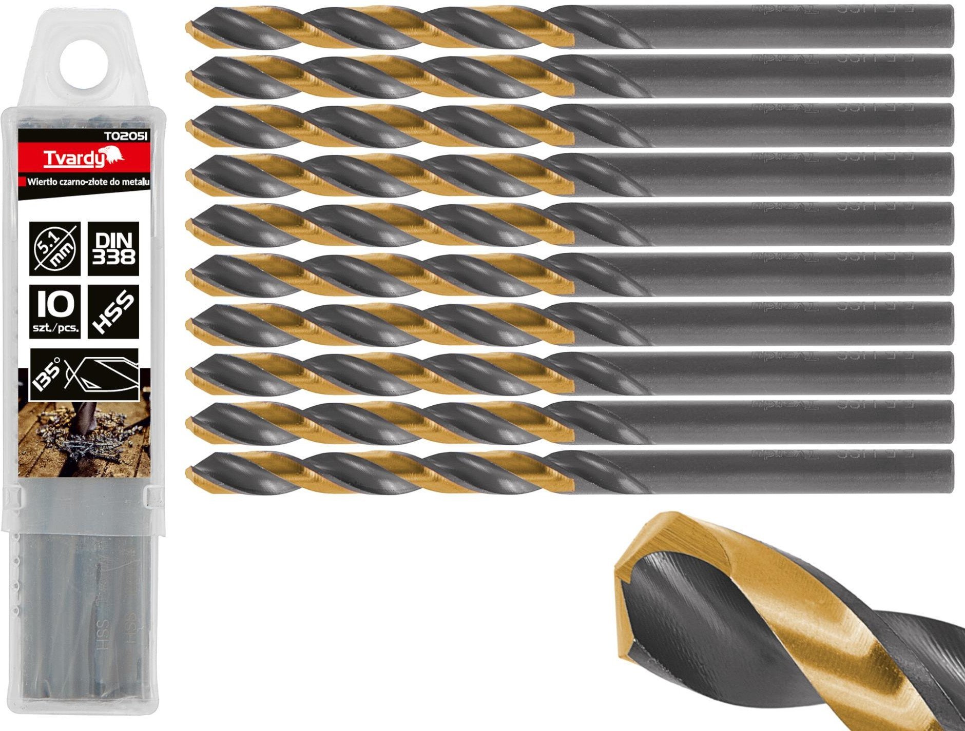 nan Wiertło czarno-złote do metalu HSS 5.10mm 10/100/1000