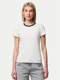 Pieces T-Shirt May 17154483 Biały Slim Fit - Koszulki i topy damskie - miniaturka - grafika 1