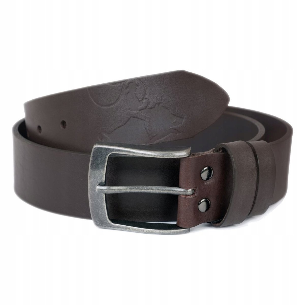 DZIKI DżINS PASEK SKÓRZANY MĘSKI BRĄZOWY PRAWDZIWA SKÓRA LICOWA Rozm 120 cm