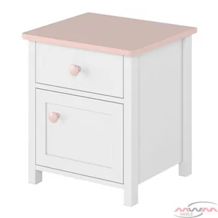 Stolik nocny LUNA LN-07 biały/różowy - Szafki nocne - miniaturka - grafika 1