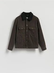 Reserved - Jeansowa kurtka sherpa - brązowy - Kurtki męskie - miniaturka - grafika 1