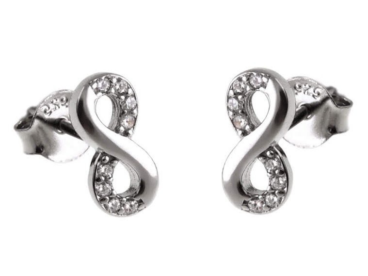 KOLCZYKI SREBRNE NIESKOŃCZONOŚĆ ÓSEMKI k2220 - 1,2 g.